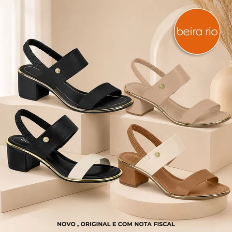 Sandalia Feminina Salto Grosso Baixo Beira Rio Original com Elastico 8379.221