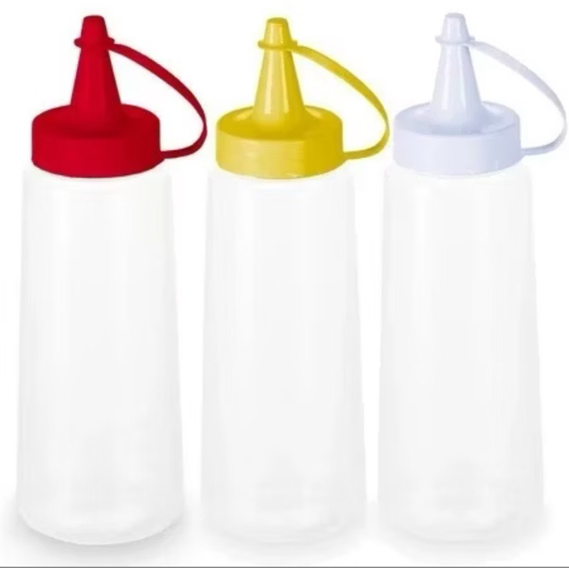 Kit 3 Bisnagas Para Molho 200Ml Embalagem Ketchup Mostarda Maionese Reutilizável bar pizzaria lanchonete cozinha
