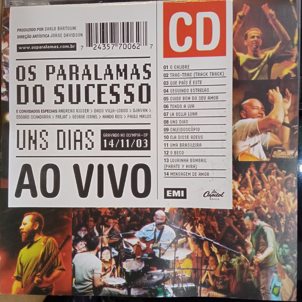 CD: Os Paralamas Do Sucesso – Uns Dias - Ao Vivo (2004)