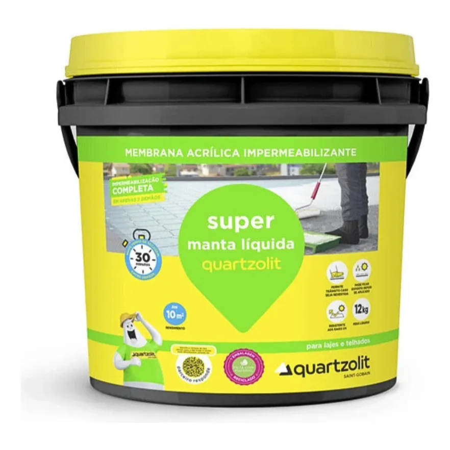 Super Manta Líquida Quartzolit 4kg Para Laje E Telhado Cinza Semibrilho