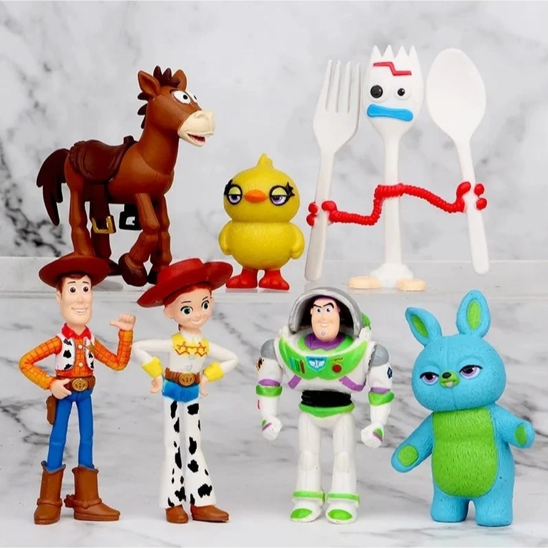 Kit 7 Brinquedos Toy Story 4 Figure Buzz Lightyear Woody Bonecos — imagem 2 de 2