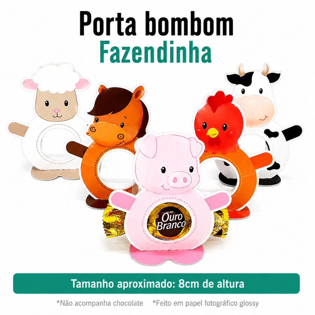 Porta Bombom Caixa Caixinha Aplique Lembrancinha Personalizados Festa Aniversário Fazendinha Fazenda