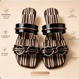 Sandália Rasteirinha Feminina Casual Sapato Confortável Flat