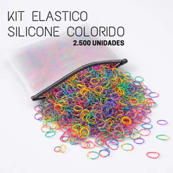 Kit 2500 Elástico de Cabelo Silicone Feminino Multicolorido Penteados Adulto e Infantil