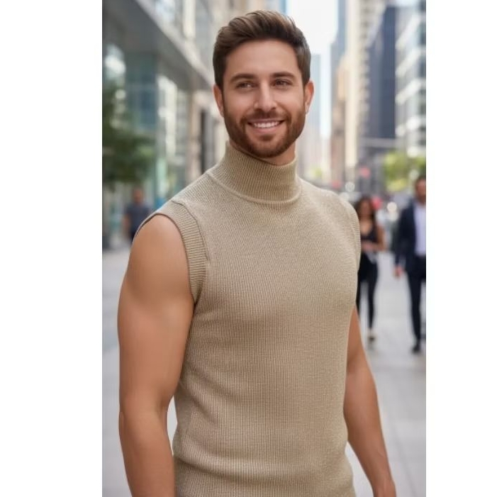Regata Masculina Gola Alta em Ribana com Toque de Brilho – O Upgrade no seu Estilo