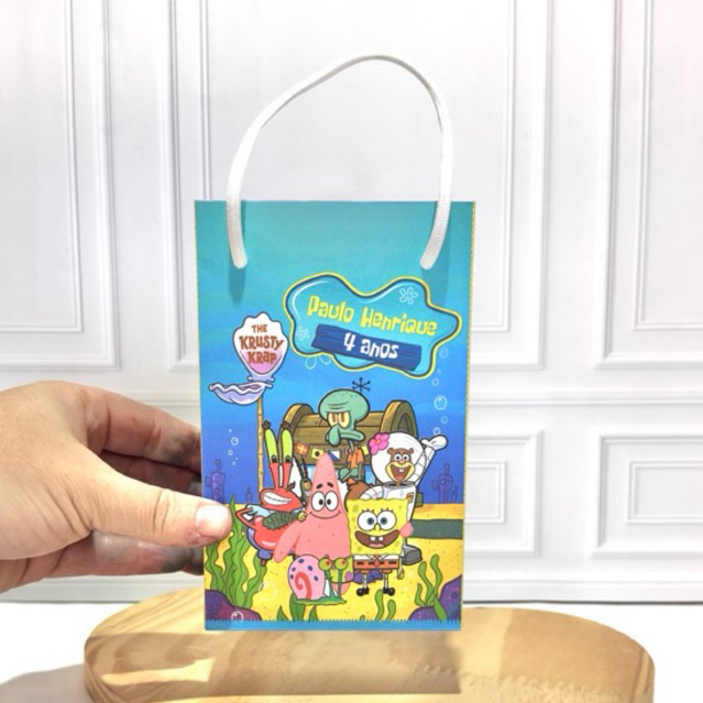 Sacolinha Surpresa Personalizada Bob Esponja -Lembrancinha Bob Esponja - Para Montar- Doces