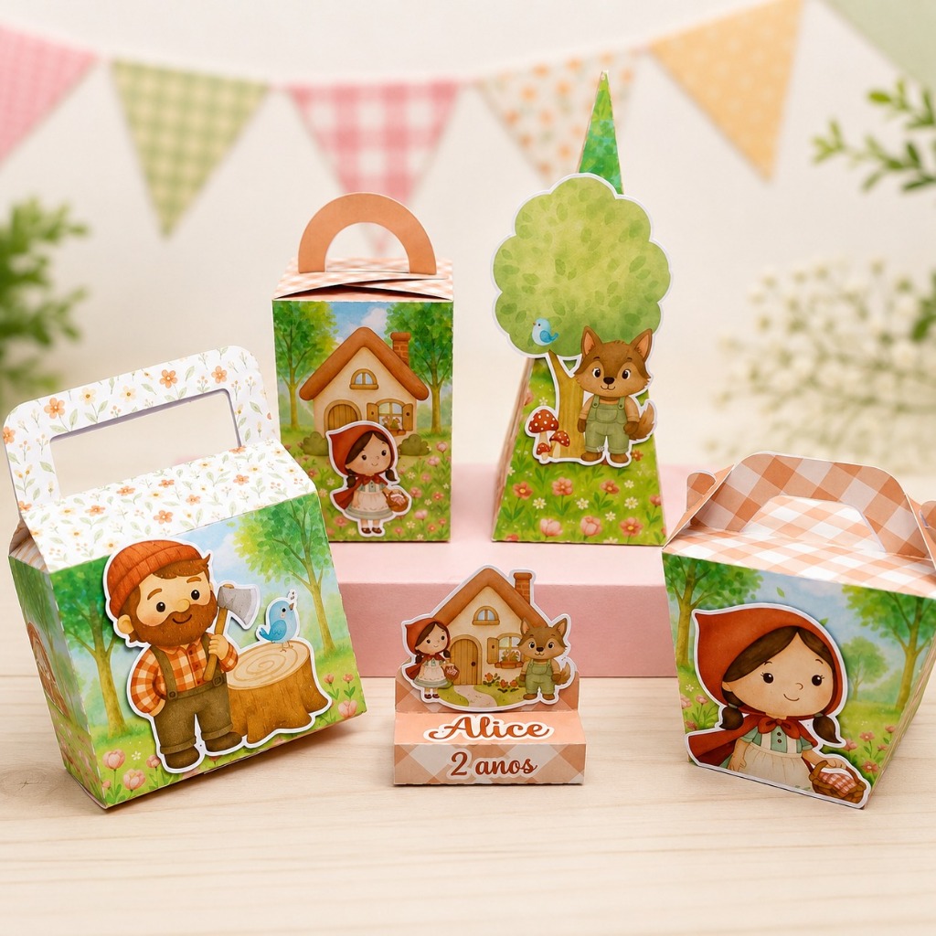 Kit Festa Chapeuzinho Vermelho Personalizado – Lembrancinhas para Aniversário Chapeuzinho