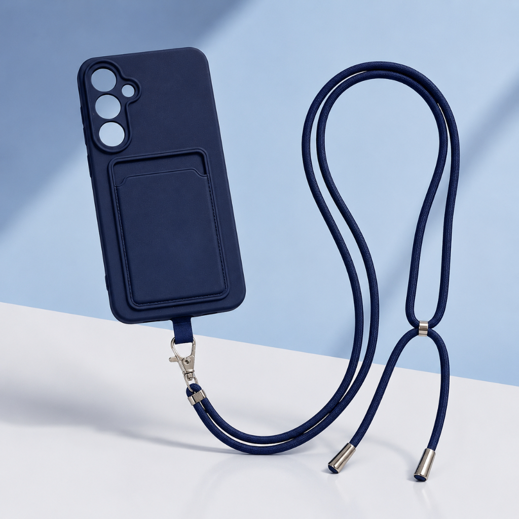 Capa Capinha de Celular Samsung A54 A34 A24 A14 A04S A04E Porta Cartão com Cordão Ajustável Premium