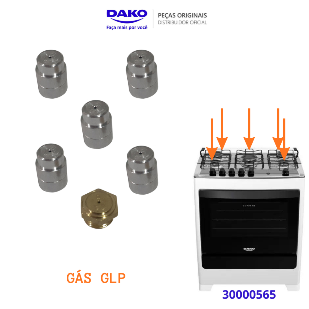 KIT INJETORES GLP PARA FOGÃO  DAKO SUPREME MESA INOX COD: 30000565 2020  ENVIO IMEDIATO