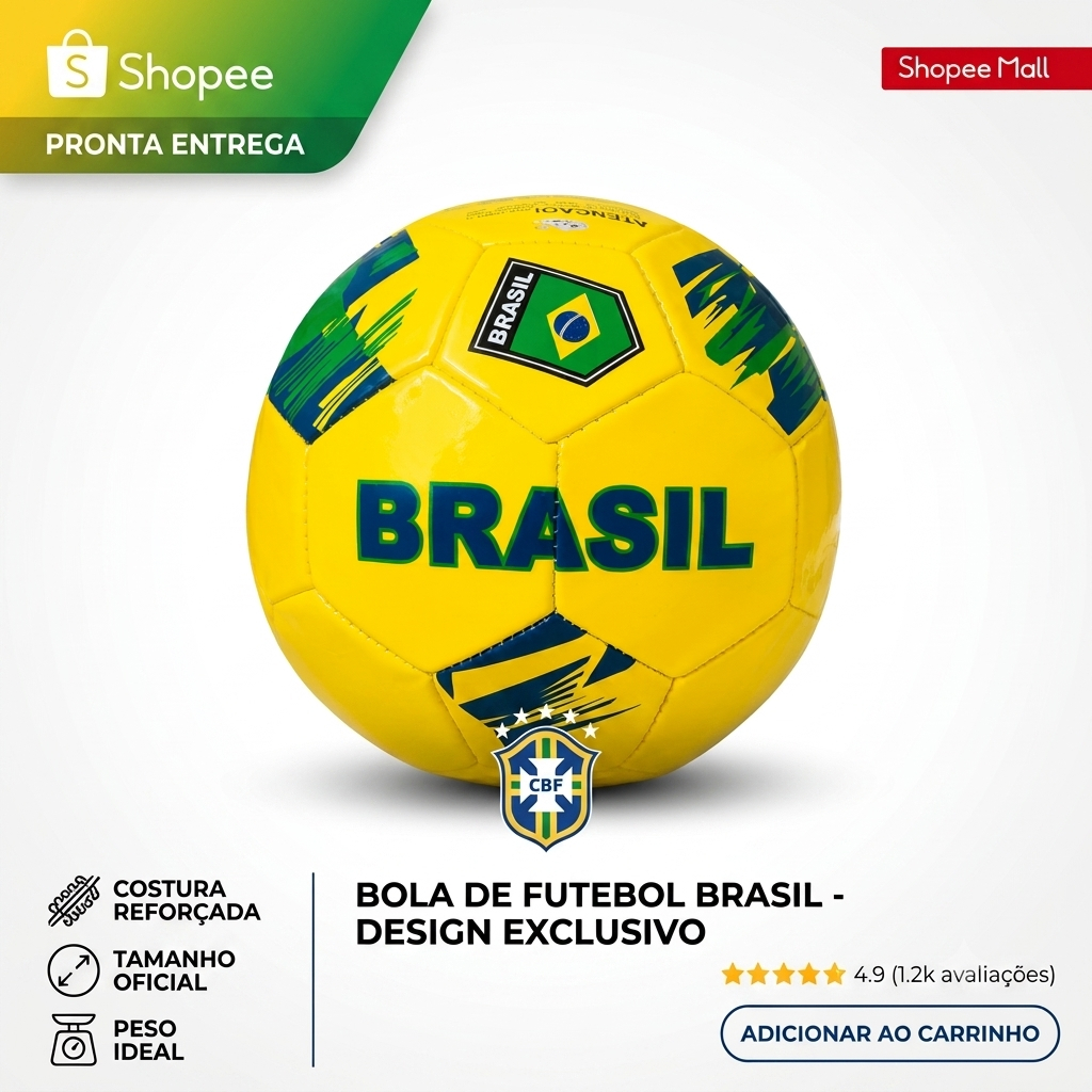 Bola De Futebol De Campo Numero 5 Oficial Brasil Amarela