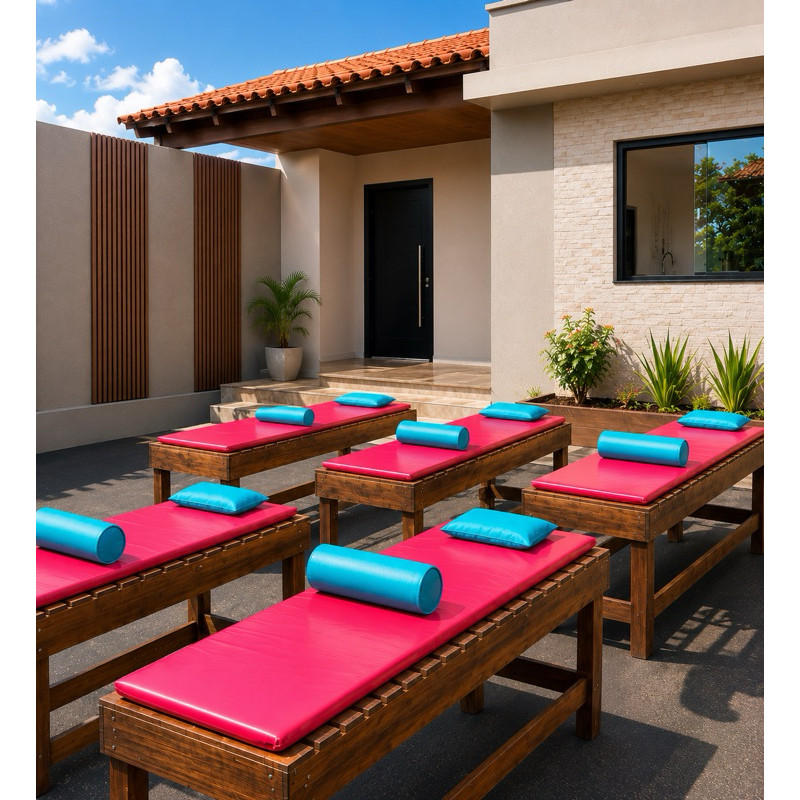 Imagem 5 Colchonetes  5 Travesseiros 5 Rolinhos Para Área De Piscina Espreguiçadeira E Macas Impermeáveis