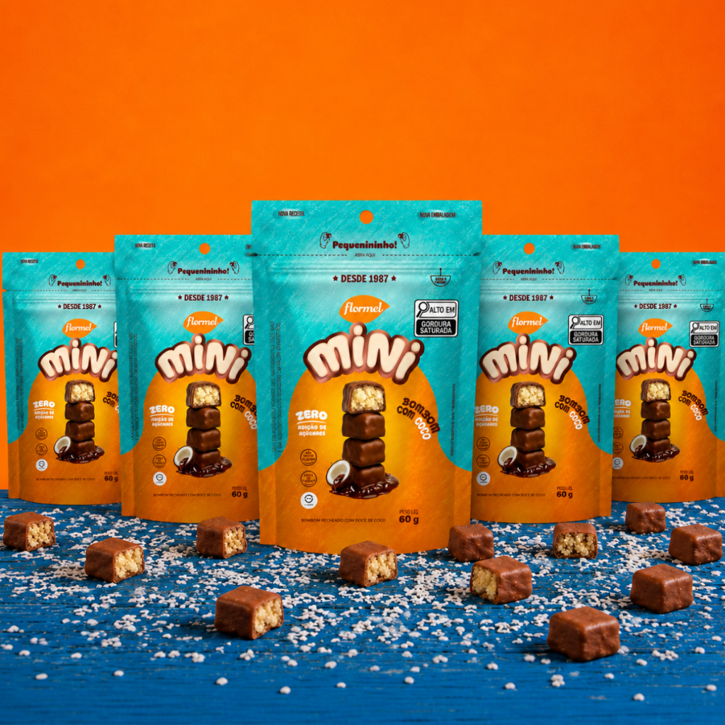 Kit 5 Pacotes Mini Bombom Zero Açúcar Chocolate Coco Cacau Sem Glúten Doce Florm