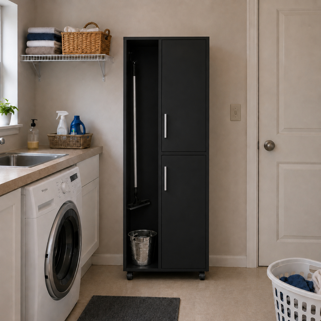 Móvel Organizador Multiuso Vertical para Área de Serviço e Cozinha com Portas