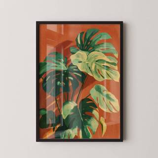 Quadro Decorativo Arte Minimalista Folhas Com Moldura