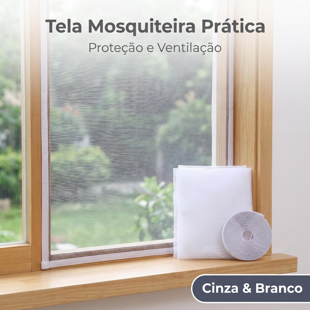 Tela Anti-Inseto Janela Fácil Instalação 3 Tamanhos