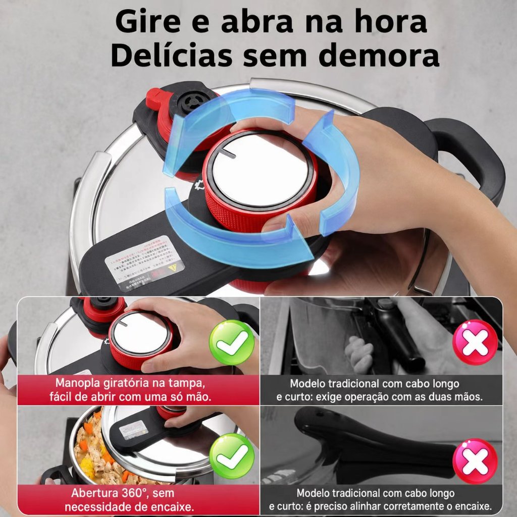 Panela de Pressão em Aço Inox com Fundo Triplo para Indução — foto 3