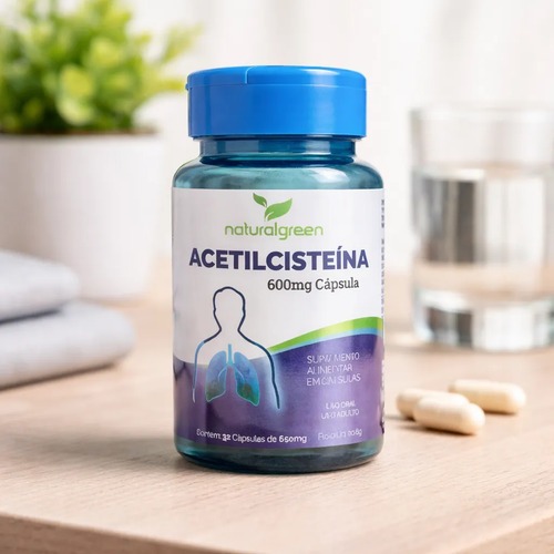 Acetilcisteina 650mg 32 Cápsulas Suplemento Alimentar Sáude Sem Sabor