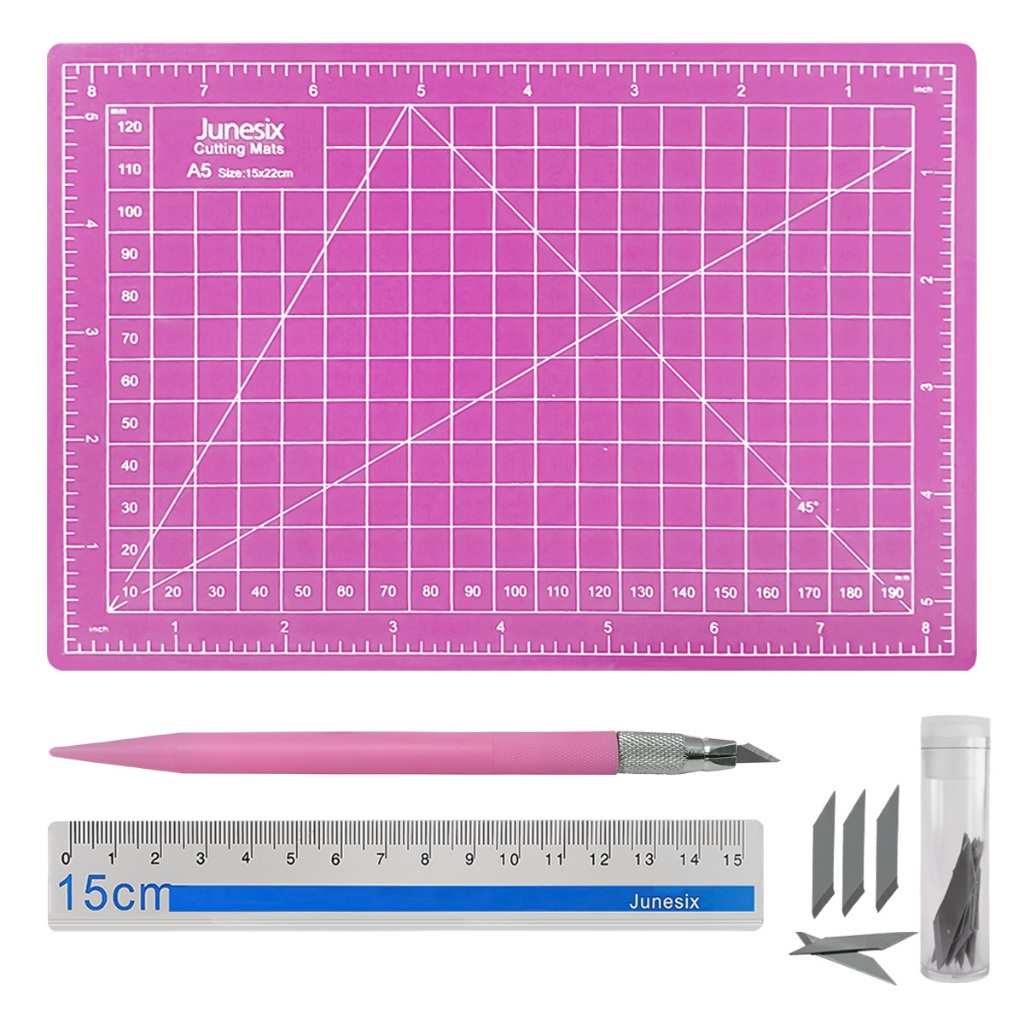 Kit Base Corte A5 Corte com Régua, Estilete Precisão e 12 laminas