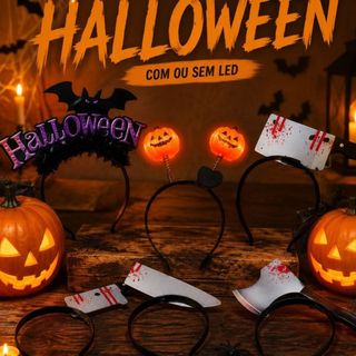 Fantasia Tiara Halloween Com LED Modelos Faca Aranha Abóbora Caveira Acessório Divertido