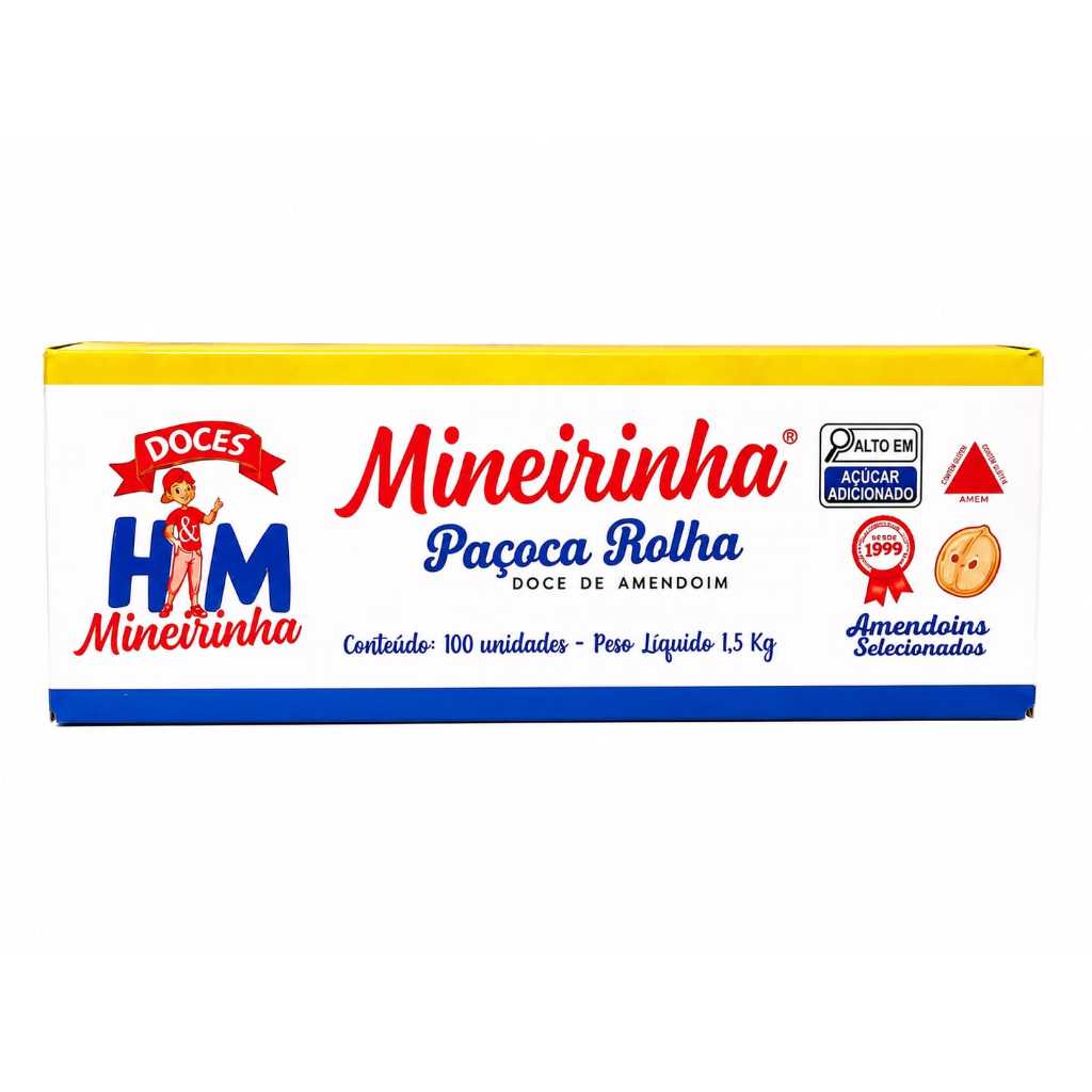 Paçoca Rolha Mineirinha Caixa c /100 Und. - 1,500kg