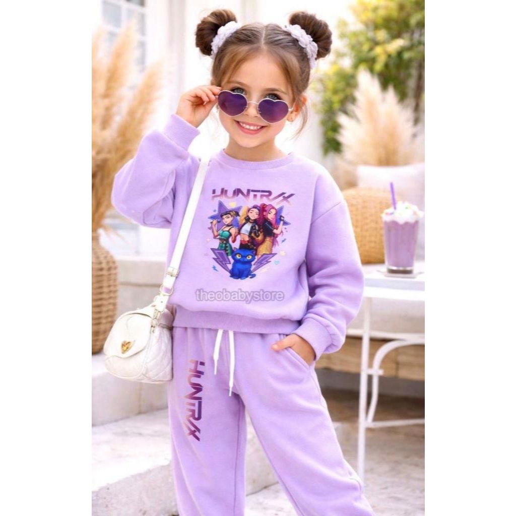 Conjunto Moletom Flanelado Infantil Personagem Anime Blusa + Calça Inverno Menina 4 Ao 10 Blogueirinha Frio Quente Macio