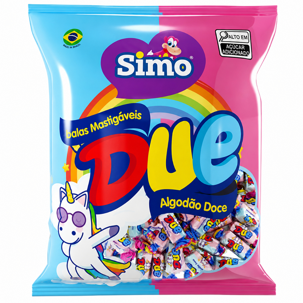 Simo Balas Mástigáveis Algodão Doce Unicórnio 500g Simonetto