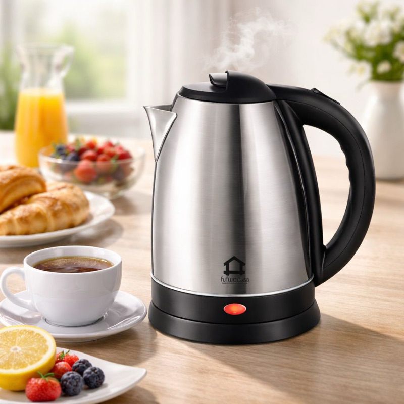 Chaleira Elétrica Inox 1,8L - 220V Desligamento Automático Praticidade Chá Café