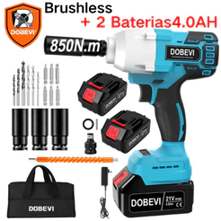 Chave de Impacto Profissional 850Nm Brushless 21V + 2 Baterias 4.0Ah Kit Completo Dobevi