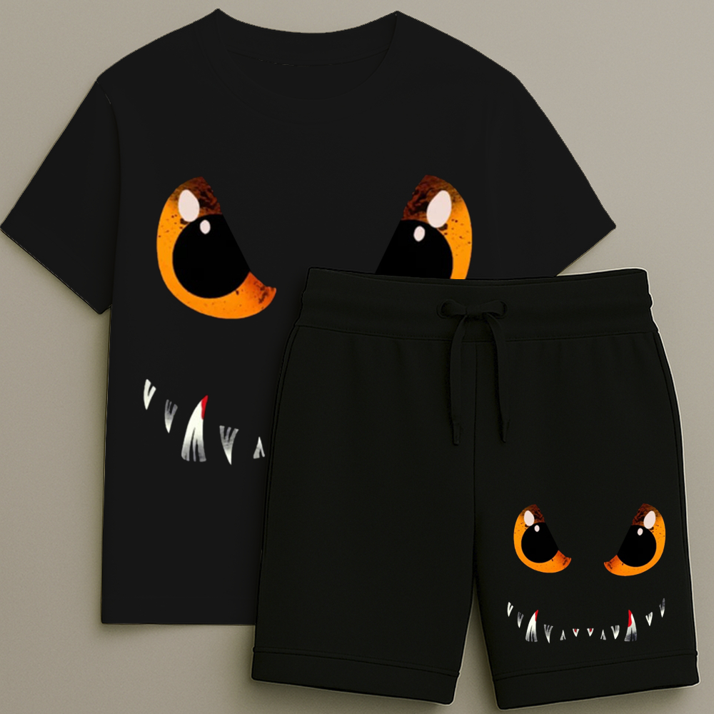 Camiseta e Bermuda Monstro Conjunto Masculino T-shirt Estampada Shorts Blusa Tamanho 2 16