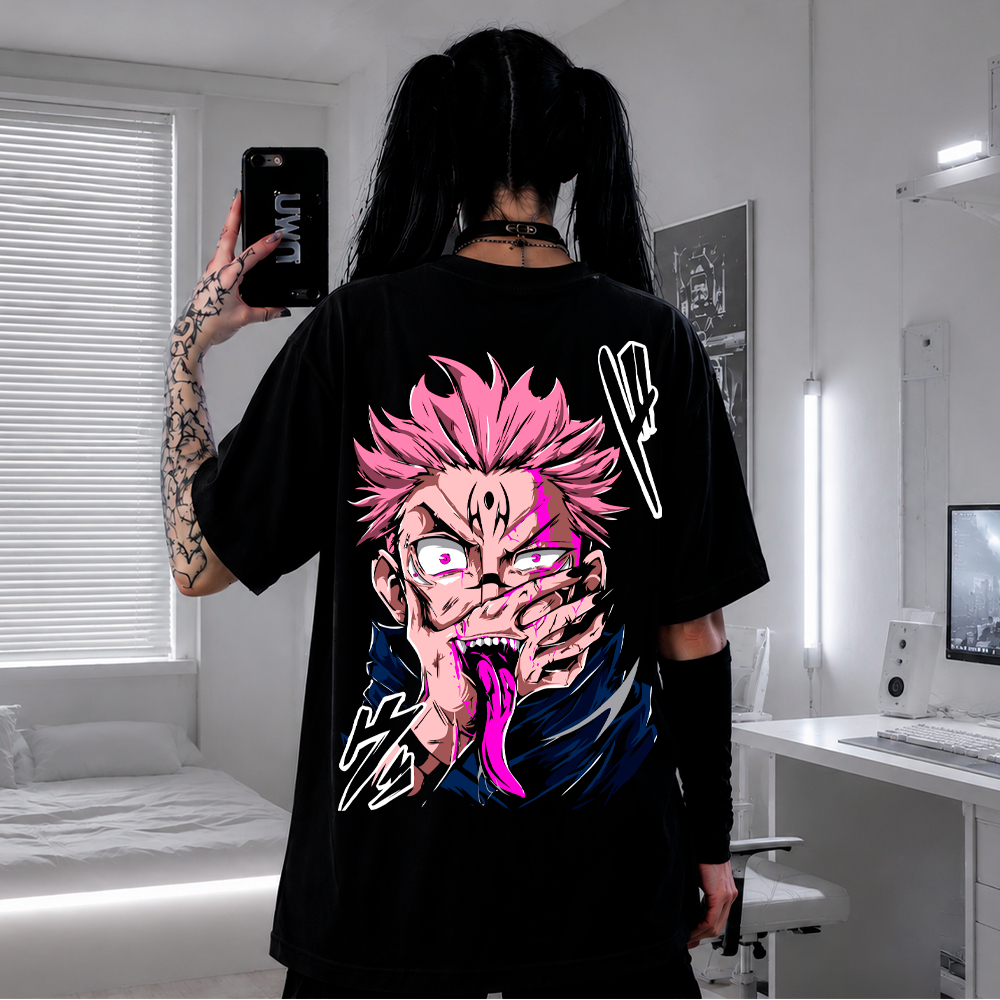 Camiseta Ryomen Sukuna Jujutsu Kaisen Anime Streetwear Casual Academia