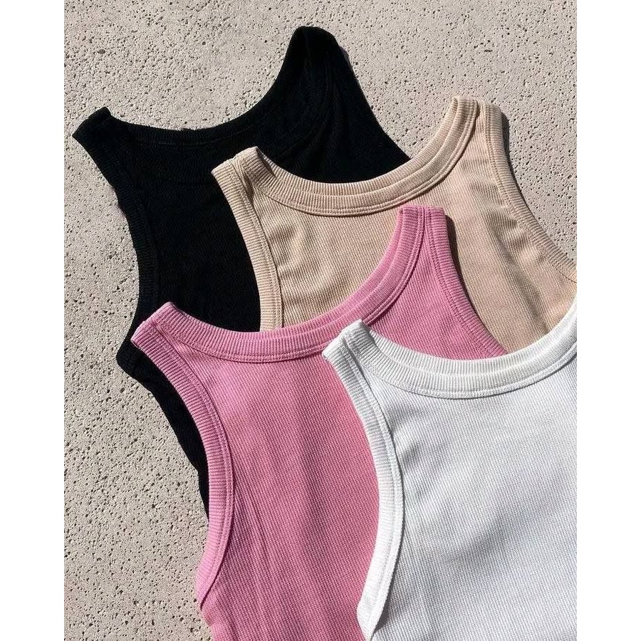 kit 2 unidades Blusa regata feminina camisa casual canelada