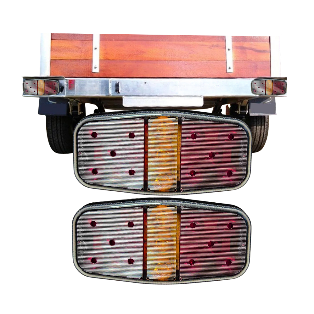 Par Lanterna Traseira Canoinha LED 12v Universal Carretinha Reboque Sinal Sul 21