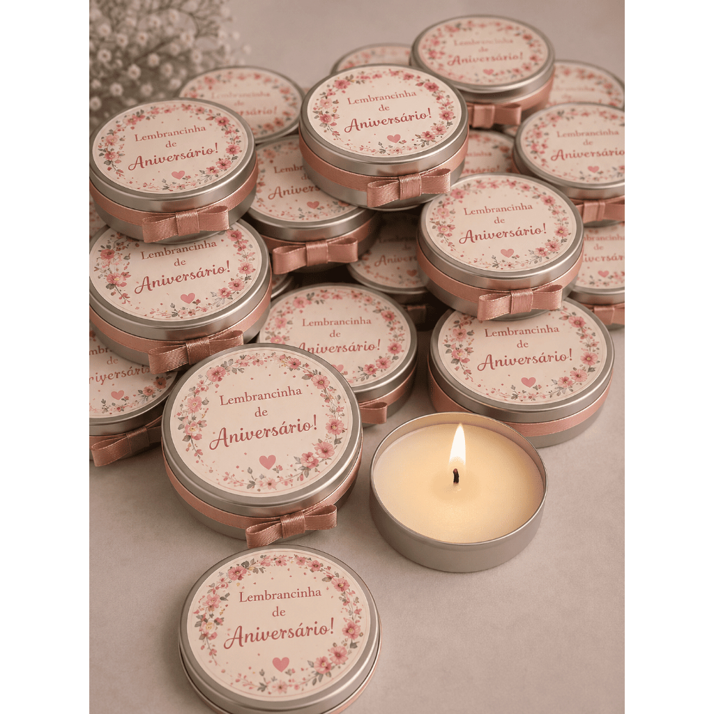Latinhas com Vela Aromática Personalizada | Lembrancinha de Aniversário, Casamento e Batizado