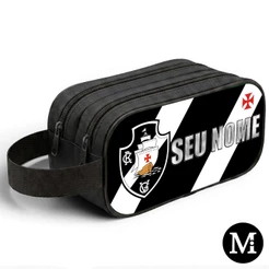 Necessaire Duplo de Time VASCO Personalizado com SEU NOME Organizador Grande com alça