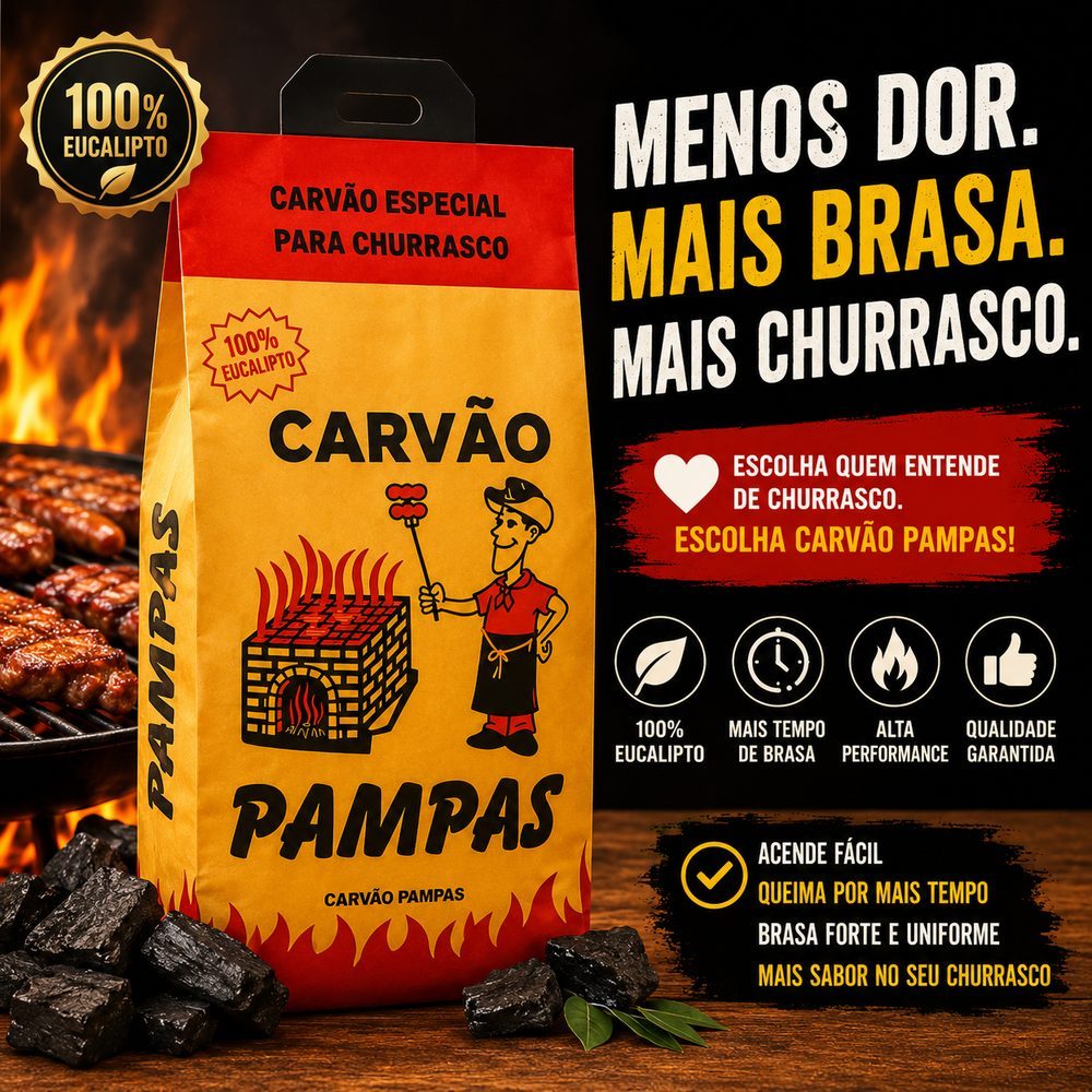 Carvão Para Churrasco Premium Alta Qualidade Durabilidade 100% Eucalipto Acende Fácil