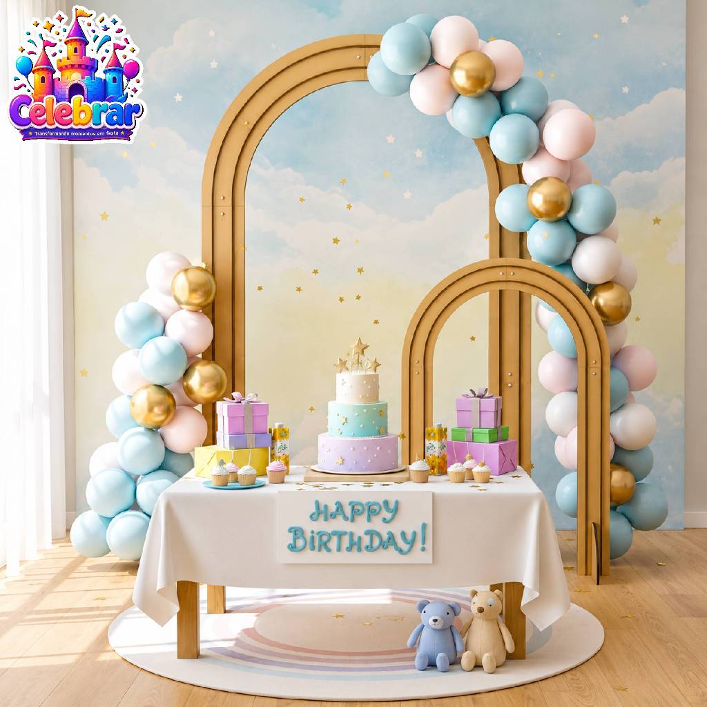 Arco Romano Painel Biombo MDF Decoração Festa Aniversário Infantil Evento