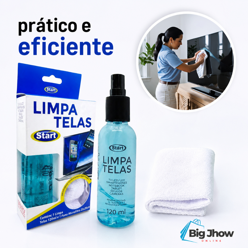 Limpa Telas + Pano Microfibra 120 ml Celular, Tvs, Notebook