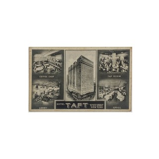 Cartão postal vintage do Hotel Taft de Nova Iorque, sem uso