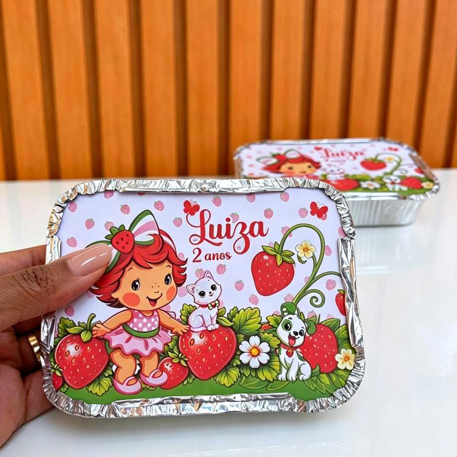 Marmita Personalizada Moranguinho Baby / Marmitinha Lembrancinha de Festa Moranguinho /Aniversário