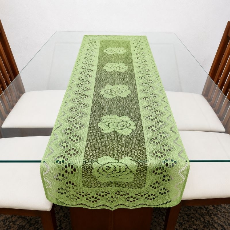 Caminho, Trilho de mesa renda verde 0,40 X 1,50m
