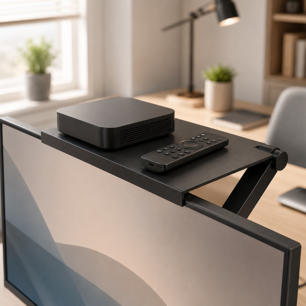 SUPORTE MONITOR TV RECEPTOR PRATELEIRA AJUSTAVEL TELEVISAO APOIO ORGANIZADOR DECODIFICADOR