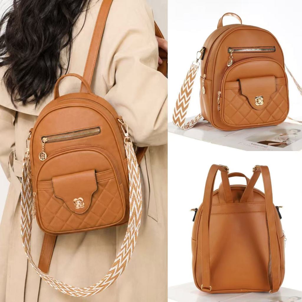 Bolsa Mochila Em Couro Pu Transversal Feminina Masculino Transversal Com Alça Removível