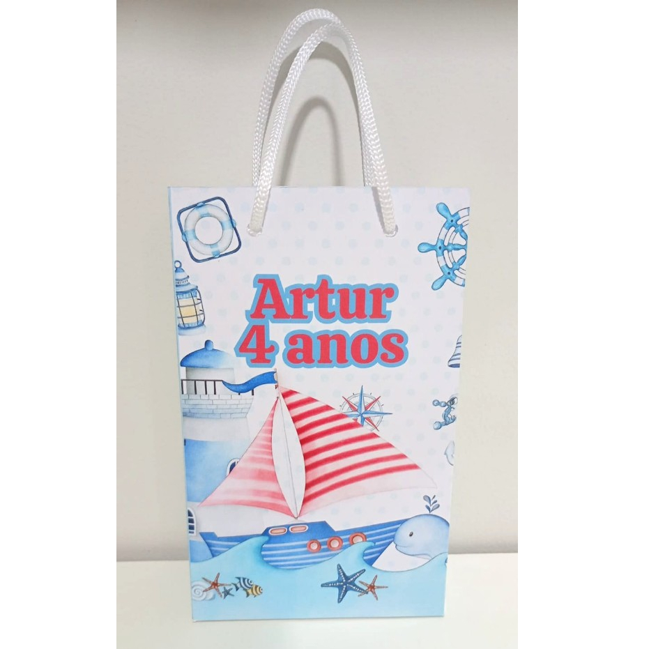 Sacolinha Marinheiro | Sacolinha Personalizada para Festa | Lembrancinha Infantil | Sacolinha Surpresa | Envio Rápido