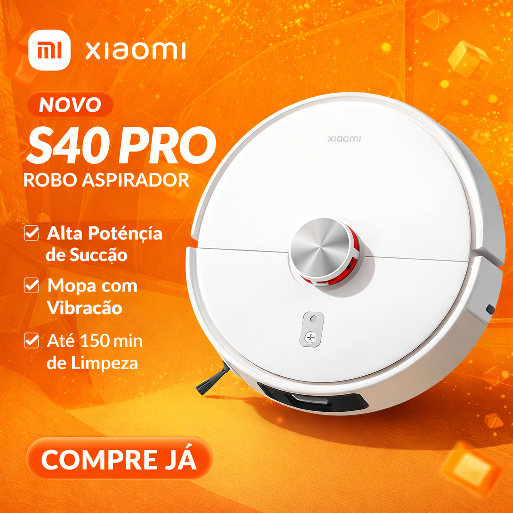 Robô Aspirador Xiaomi S40 PRO - 15.000PA - Robo 3 em 1 Sucção Forte Mapeamento I