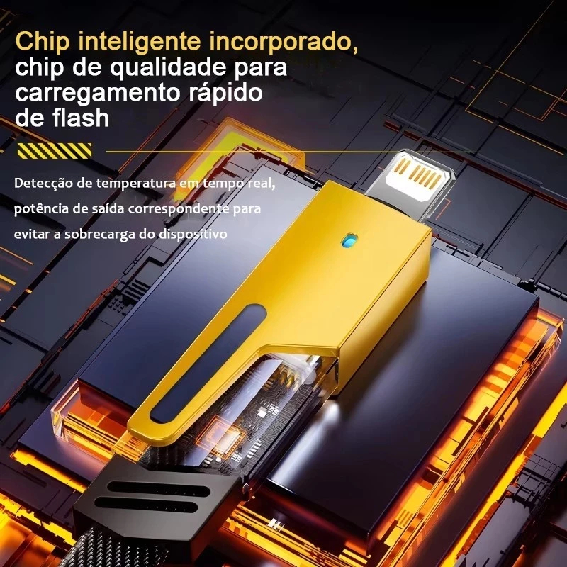 Cabo rápido 4 em 1 de dados de carregamento Tipo C PD carregamento rápido 27W/65W