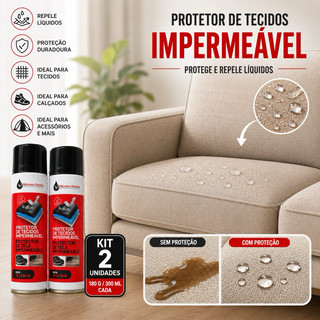 Kit 2 latas Spray Impermeabilizante Protetor para tecidos e estofados 300ml