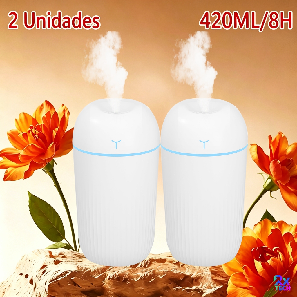 KITUmidificador De Ar E Aromatizado 420ML Grande 8H Silencioso 7 Cores LED Para Quarto Berçário E Escritório
