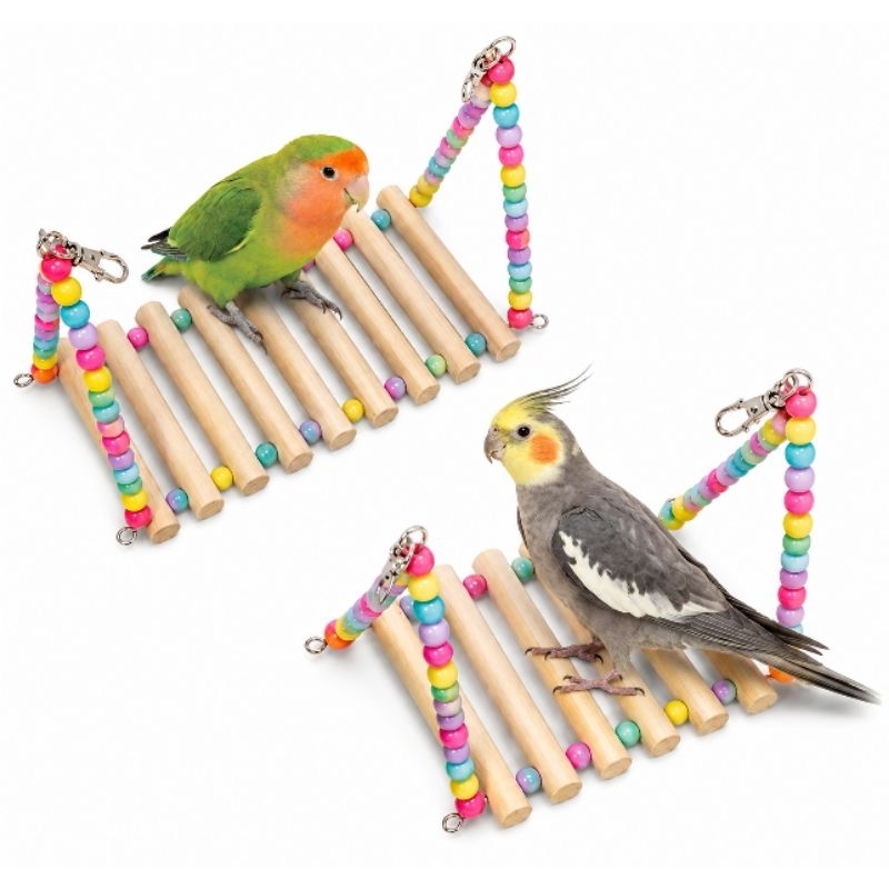 Balanço Plataforma Poleiro Pinus Para Calopsita, Periquito, Agapornis Aves