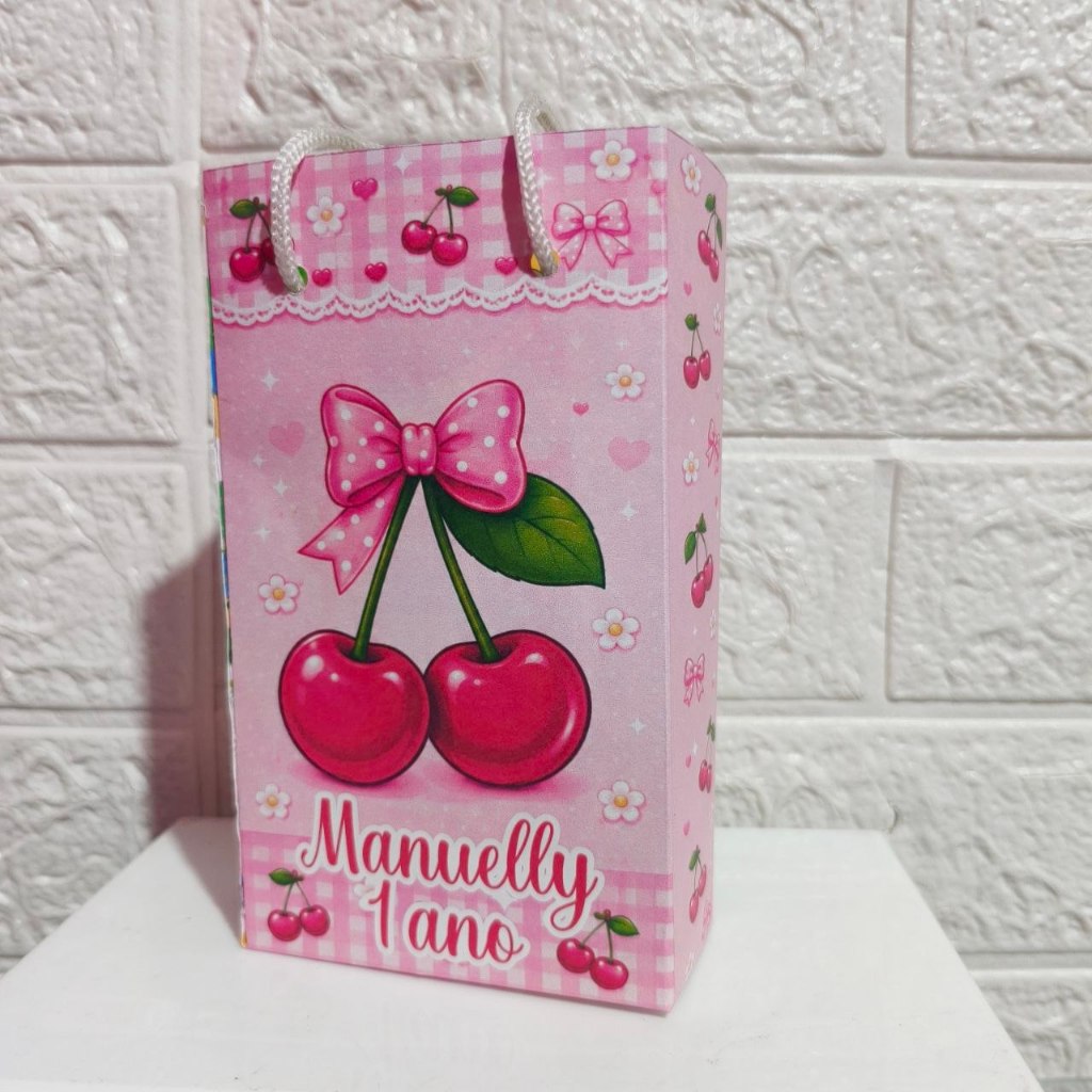 50 SACOLINHA PERSONALIZADA CEREJINHA   | PEGUE E MONTE |PERSONALIZADO LEMBRANCINHA SACOLINHA CEREJA DO NOSSO BOLO