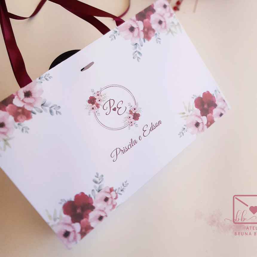 Sacolinha Personalizada para Casamento Kit com 5 unidades Convite de Padrinhos pequena
